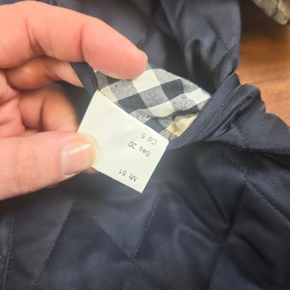 Burberry Quilted Jacket Womens XL Navy Blue Good Nova Check Lining Made England - Picture 7 of 10